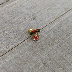 16G 1/4 Gold Tone Merry Christmas Santa Inlay Cartilage Earring