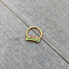 16G 3/8 Gold Tone Merry Christmas Inlay Hinged Segment Ring