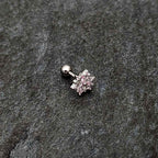 16G 1/4 Pink Clear CZ Gem Snowflake Cartilage Tragus Earring