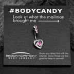 Pink CZ Gem Triple Drop Swirl Heart Valentine Double Mount Belly Ring
