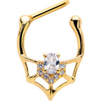 16G 5/16 Clear Gem Gold Tone Spider Bat Cartilage Clicker