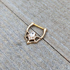 16G 5/16 Clear Gem Gold Tone Spider Bat Cartilage Clicker
