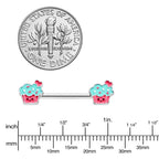 14G 9/16 Sweet Happy Cupcake Barbell Nipple Ring Set