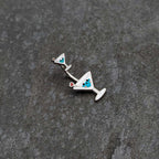 Sweet Martini Glass Heart Valentine New Years Double Mount Belly Ring
