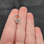 16G 3/8 Clear Gem Open Heart Valentine Hinged Segment Ring