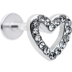 16G 5/16 Clear Gem Open Heart Valentine Labret Monroe Tragus