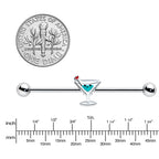 14G Sweet Martini Glass Heart Industrial Barbell 38mm