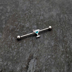 14G Sweet Martini Glass Heart Industrial Barbell 38mm