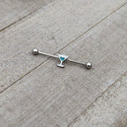 14G Sweet Martini Glass Heart Industrial Barbell 38mm