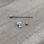 14G Sweet Martini Glass Heart Industrial Barbell 38mm