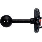 16G 1/4 Red CZ Gem Black Scroll Moon Heart Cartilage Tragus Earring