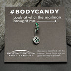 Green Clear Gem Triple Drop Heart Shamrock Double Mount Belly Ring