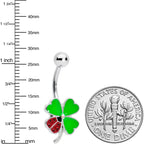 Ladybug Shamrock St Patricks Day Belly Ring