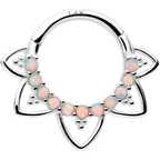 16G 5/16 White Synthetic Opal 14k White Gold Filigree Hinged Segment Ring