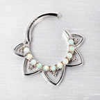 16G 5/16 White Synthetic Opal 14k White Gold Filigree Hinged Segment Ring