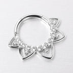16G 5/16 Clear CZ Gem 14k White Gold Filigree Hinged Segment Ring