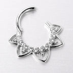 16G 5/16 Clear CZ Gem 14k White Gold Filigree Hinged Segment Ring