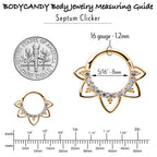 16G 5/16 Clear CZ Gem 14k Yellow Gold Filigree Hinged Segment Ring