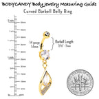Clear CZ Gem Gold Tone Lush Leaf Dangle Belly Ring