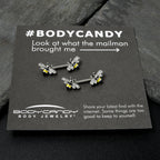 14G 9/16 Clear CZ Gem Honey Bees Barbell Nipple Ring Set