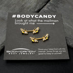 14G 9/16 Clear CZ Gem Gold Hue Honey Bees Barbell Nipple Ring Set
