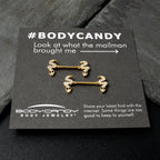 14G 9/16 Clear Black CZ Gem Gold Tone Sexy Snakes Nipple Ring Set