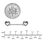 14G 9/16 Clear Gem Open Heart Valentine Barbell Nipple Ring Set