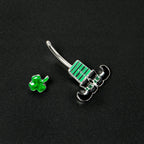 Leprechaun Legs Shamrock St Patricks Double Mount Belly Ring