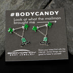 14G 11/16 Leprechaun Legs Shamrock Chain Dangle Nipple Ring Set