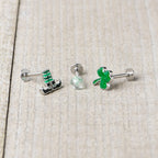 16G 1/4 Leprechaun Legs Shamrock UV Glow Labret Set of 3