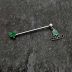 14G Leprechaun Legs Shamrock Dangle Industrial Barbell 38mm