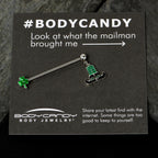 14G Leprechaun Legs Shamrock Dangle Industrial Barbell 38mm