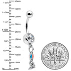 Clear Gem Easter Bunny Red Blue Ears Dangle Belly Ring