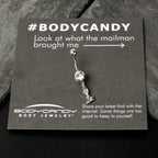 Clear Gem Easter Bunny Red Blue Ears Dangle Belly Ring