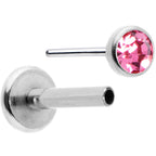 16G 5/16 Pink Gem Threadless Labret Monroe Tragus