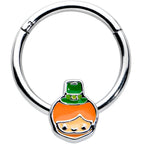 16G 3/8 Sweet Happy Leprechaun St Patricks Hinged Segment Ring