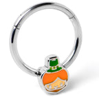 16G 3/8 Sweet Happy Leprechaun St Patricks Hinged Segment Ring