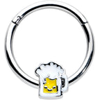 16G 3/8 Sweet Happy Beer St Patricks Hinged Segment Ring