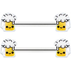 14G 9/16 Sweet Happy Beer St Patricks Barbell Nipple Ring Set