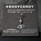 Blue Clear Gem Wide Eye Dangle Belly Ring
