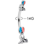 Easter Bunny Red Blue Ears Double Mount Belly Ring