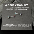 14G 9/16 Easter Bunny Blue Red Ears Barbell Nipple Ring Set