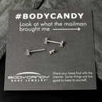 14G 9/16 Easter Bunny Blue Red Ears Barbell Nipple Ring Set