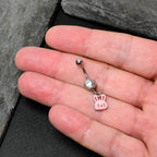 Clear Gem Kawaii Cutie Easter Bunny Dangle Belly Ring