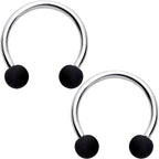 16G 3/8 Matte Black Blue Teal Horseshoe Circular Barbell Set of 6
