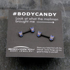 14G 9/16 Purple Blue Gem Black Opulent Owl Barbell Nipple Ring Set