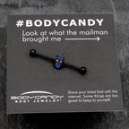 14G Blue Purple Gem Black Opulent Owl Industrial Barbell 38mm