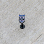 16G 5/16 Purple Gem Black Opulent Owl Labret Monroe Tragus