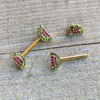 14G 9/16 Pink Gem Gold Hue Watermelon Yum Barbell Nipple Ring Set