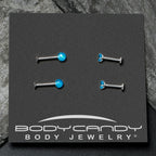 16G 5/16 3/8 Blue Gem Faux Opal Labret Monroe Tragus Set of 4